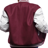 Mens Maroon-White Varsity Jacket Back